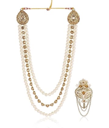 Dulha groom sherwani Necklace/Moti Mala for Men for wedding | Groom Mala and Brooch Set