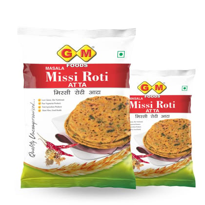 GM Foods Masala Missi Roti Atta 1kg (Pack of 2) | Spiced with Indian Seeds & Herbs | Rich in Protein, Vitamins, Minerals & Micronutrients | Healthy and Tasty | No Artificial Colour or Preservatives