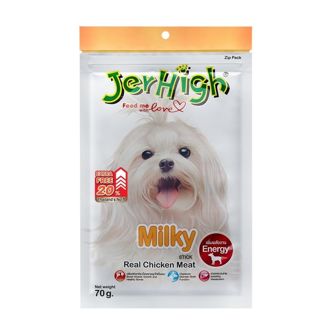 Jerhigh Milky Stick, Real Chicken Meat, 70 g (Pack of 6)