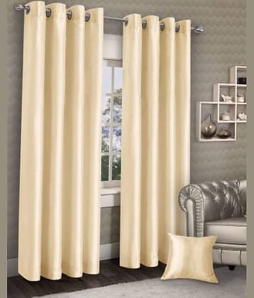 N2C Home Solid Semi-Transparent Eyelet Curtain 9 ft ( Pack of 2 ) - Cream