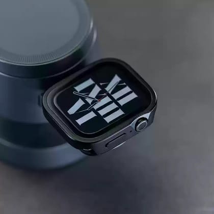 Luxury Metal Case With Screen Protector By iSerieshub Compatible For Apple Watch-Black / 42MM (S10)