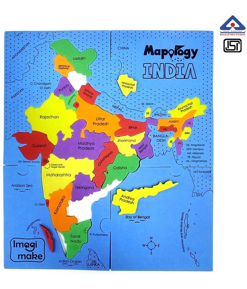Imagimake Mapology : States of India Map Puzzle - Educational Toy and Learning Aid - Puzzles for Kids for Age 4 years and above