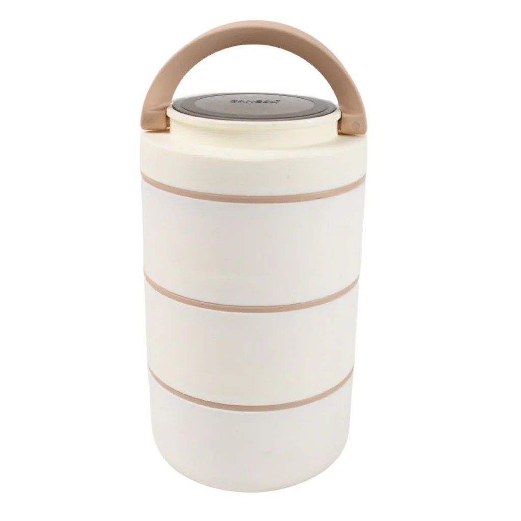 Ganesh Smart Stack 3 Layer Portable Lunch Box Stainless Steel Airtight Leak-Proof Lunch Box for Office, School, Picnic - Color May Vary