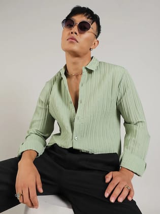 Self-Design Striped Shirt-S