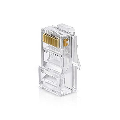 RJ45 Cat6 Pass Through Ethernet Connectors ,Compatible with Cat5, Cat5e, and Cat6 Cables, 8P8C Crimp Plugs for LAN and UTP Network (Pack of 50)
