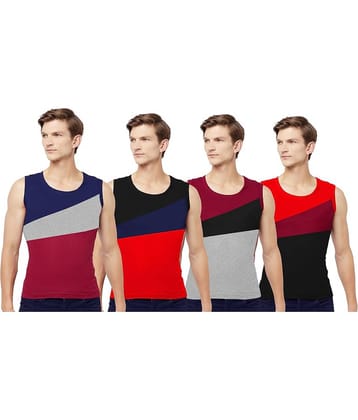 Drako Pack of 4 Cotton Basic Vest For Men ( Multicolor )