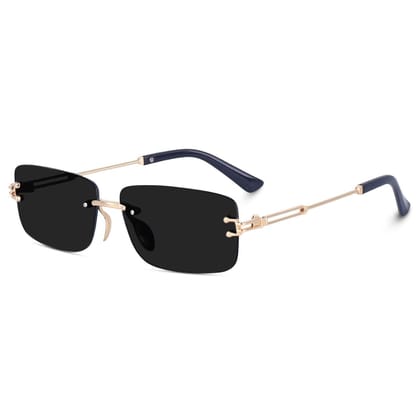 Dervin UV Protected Retro Rectangular Rimless Sunglasses for Men and Women-Black