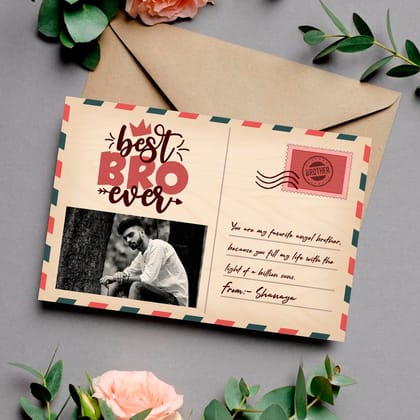Personalised | Best Bro Ever Wooden Postcard