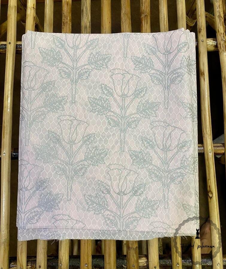 Elegant Unstitched Cotton Fabric for Kurtas-Baby Pink