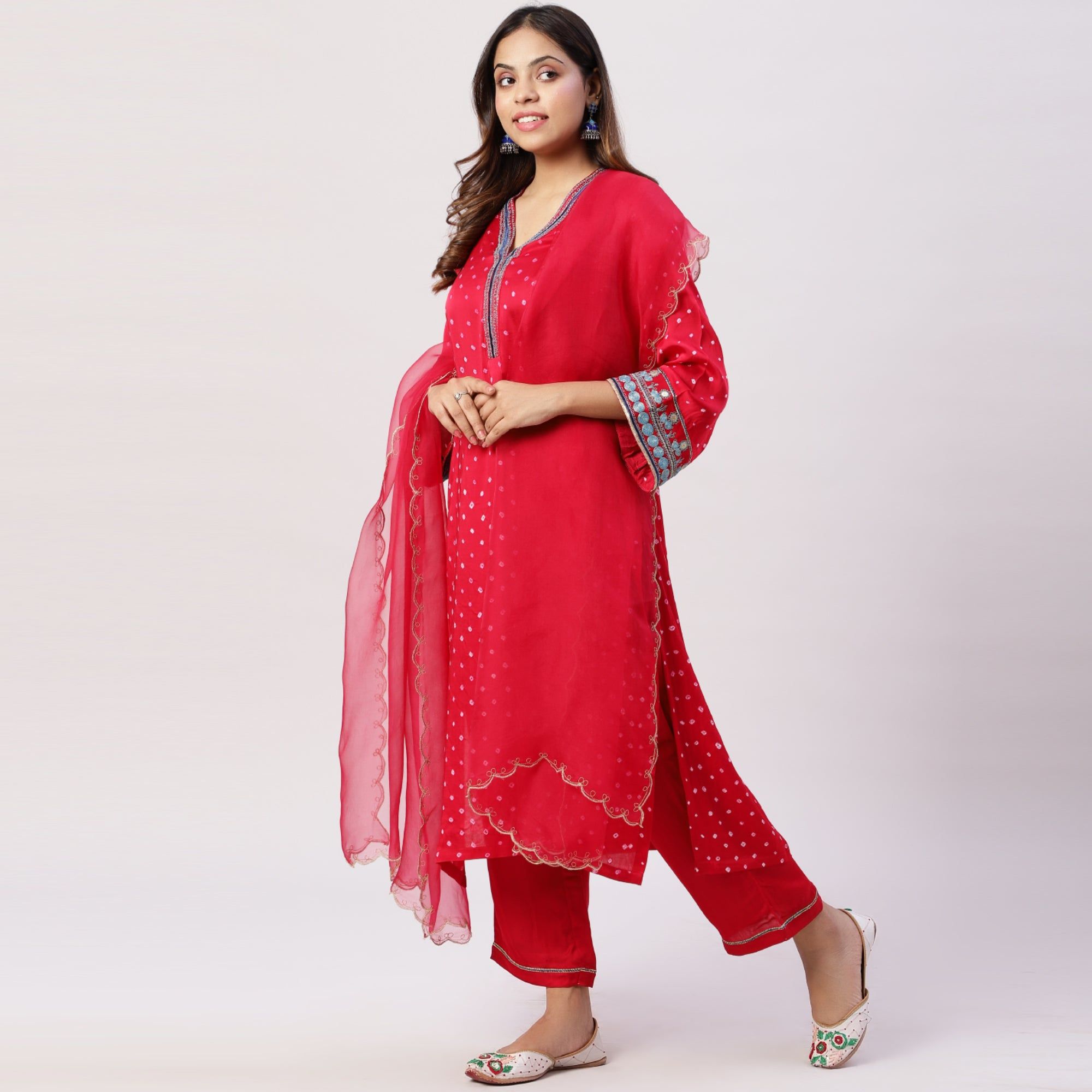 Modal Silk Bandhani kurta set with dupatta-XS