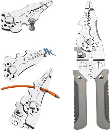 Kadio All in 1 Multifunction Stainless Steel Wire Stripper/Wire Crimping Tool, Wire Cutter, Wire Crimper, Cable Stripper, Wiring Tools and Multi-Function Hand Tool (ALL IN 1)