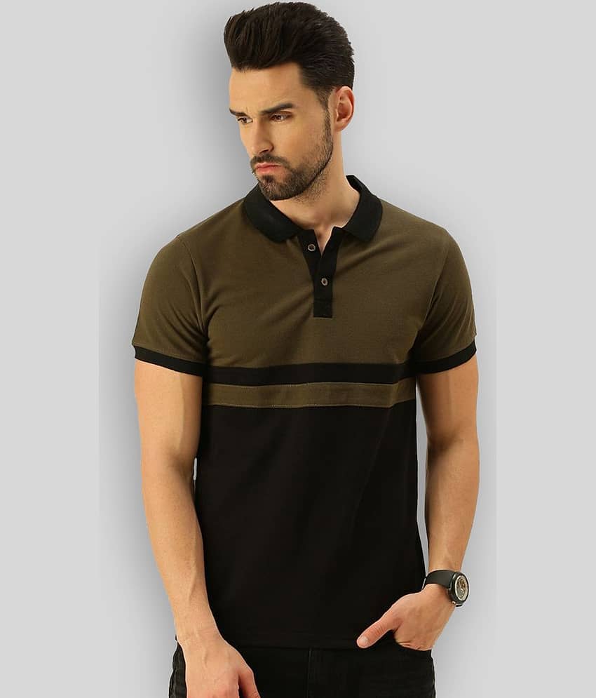 Veirdo Pack of 1 Cotton Regular Fit Colorblock Half Sleeves Men's Polo T Shirt ( Maroon )