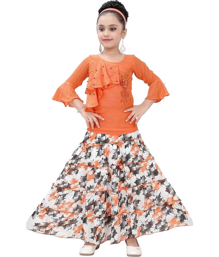 Arshia Fashions Girls Faux Viscose ( Pack of 1 , Orange )