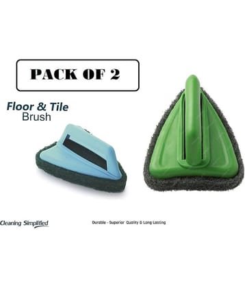 Bathroom Brush with Abrasive Scrubber for Floor/Tile Cleaning (Pack of 2)