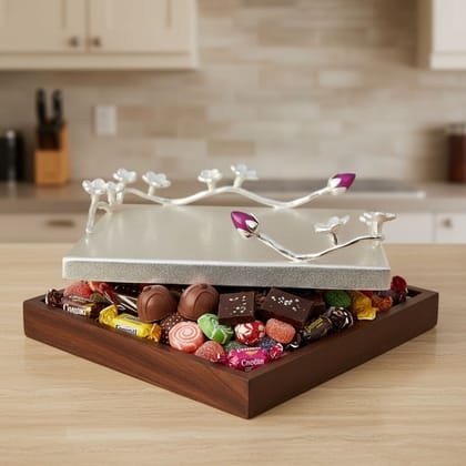 Aluminium Decorative Flower Candy Box, Diwali Gifting Item (ATMAS051 D)