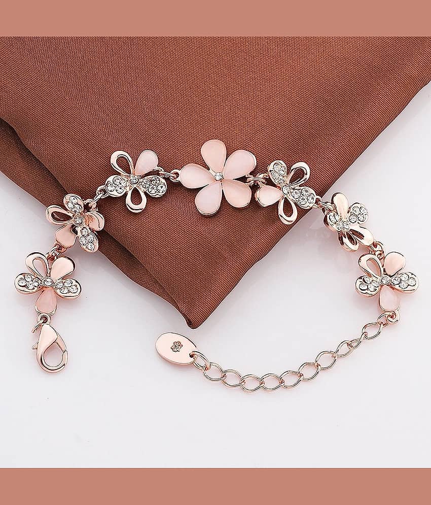 YouBella Stylish Fancy Party Wear Jewellery Gold Plated Charm Bracelet for Women (Silver) (YBBN_91340)