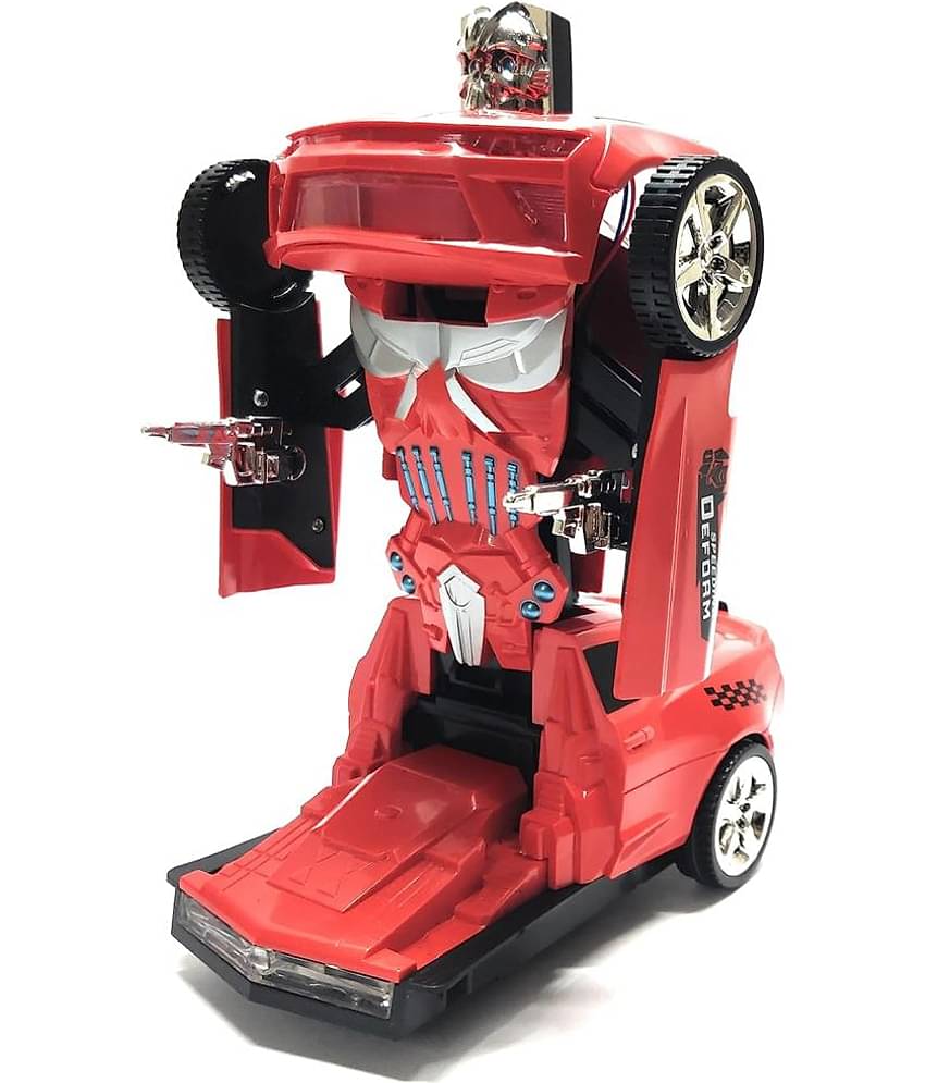 TOY DEKHO automatic 2-in-1 deformation toy car with light music and bump function (sports car 1)- For  Kids Girls & Boys Age 2, 3, 4, 5, 6, 7, 8 Plastic Battery Operated Toy Multicolour Options Are Available