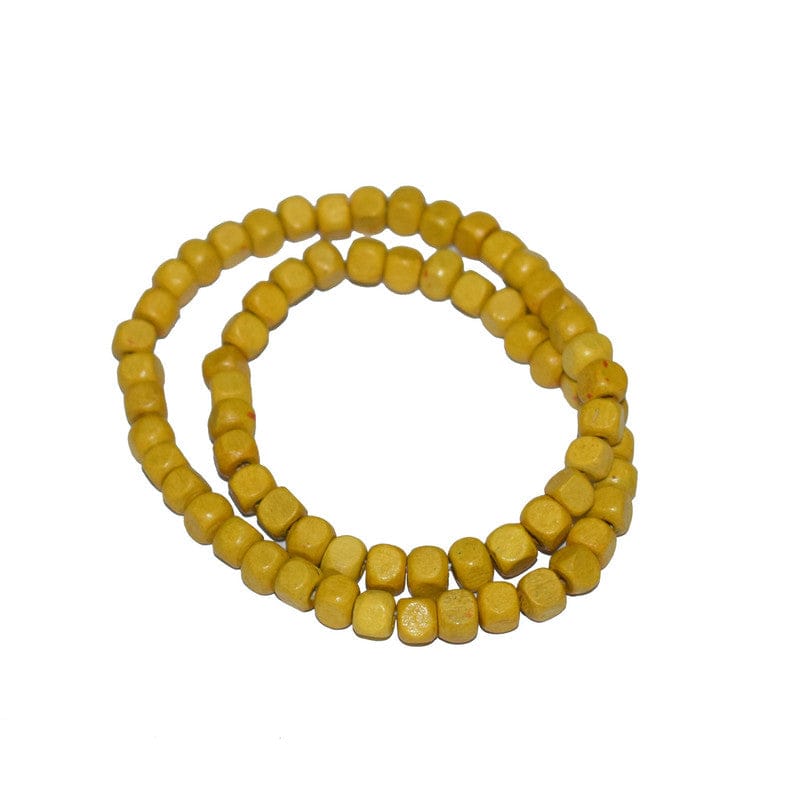 Painted Wooden Beads for Jewelry Making , BWWB-86-Per Packet of Approx 417 Pcs / 6X6 MM / Yellow