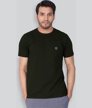 Lux Nitro Cotton Blend Regular Fit Solid Half Sleeves Men's Round T-Shirt - Olive Green ( Pack of 1 )