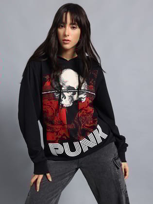 Skull Tape Black Sweatshirt for Women | Buddy Set by PUNK-Black / S / SKULL-TAPE