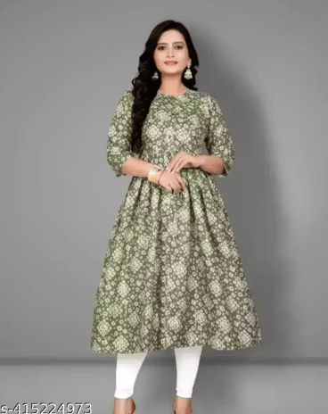 Elegant Mehndi color Rayon Kurti