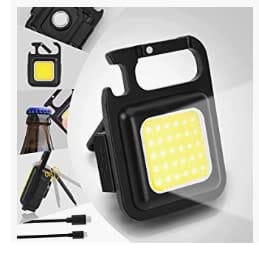 MEHRAAZ STORE Portable Pocket Light with Folding Bracket Bottle Opener Magnet Base for Fishing Walking Camping Small LED Flashlight 800 Lumens COB Rechargeable Keychain -1PC.