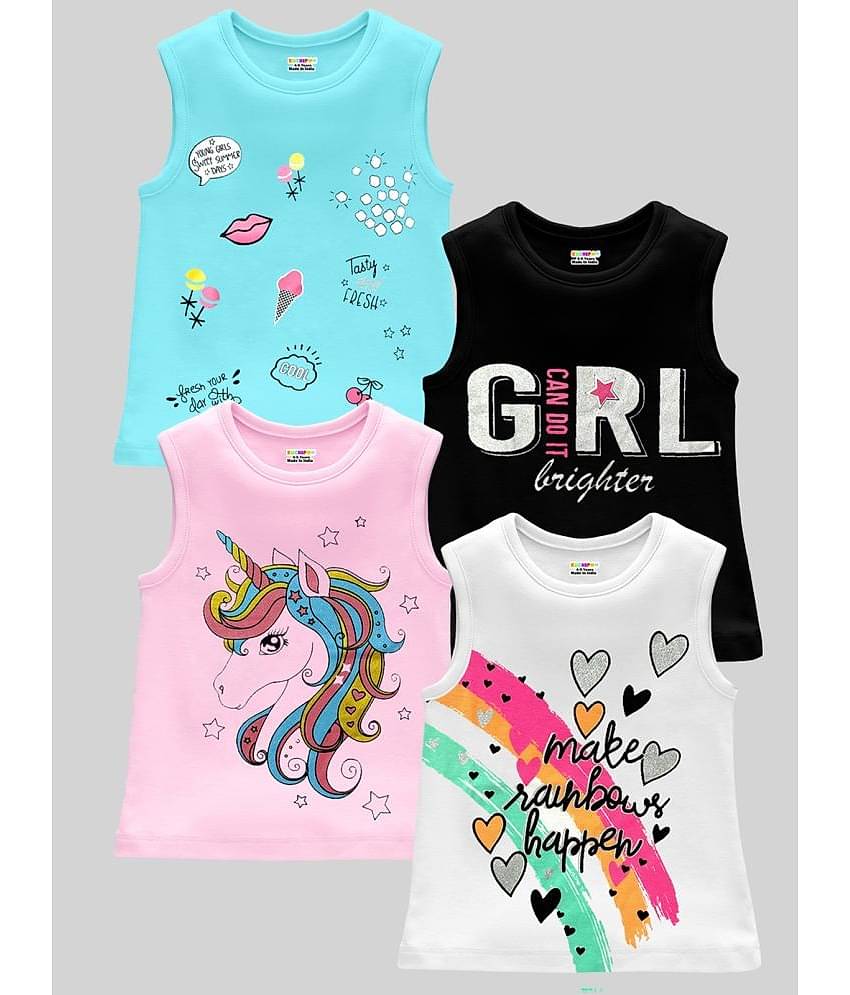 Kuchipoo Pack of 4 Girls Cotton Blend T-Shirt ( Multicolor )