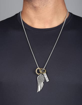 Hot wing Pendant-With Box Chain / Metallic Grey