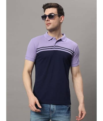 The Million Club Pack of 1 Cotton Blend Regular Fit Striped Half Sleeves Men's Polo T Shirt ( Lavender )