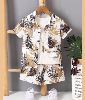 Ocvito Pack of 1 Boys Cotton Blend Shirt & Shorts Set ( Gold )