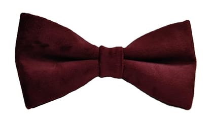 Voici France Mens Bow Tie pure silky velvet fabric Maroon Burgundy color adjustable bend free Size -  Maroon