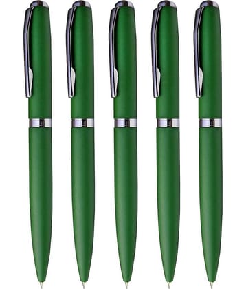 KK CROSI Green Colour Metal Pen Pack of 5pcs Green Colour Ball Pen  (Pack of 5, Blue Ink)