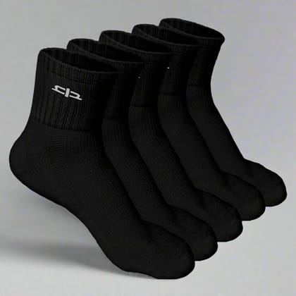 Bamboo Quarter Socks for Women - 5 Pairs-Black | Black | Black | Black | Black