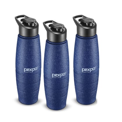 PEXPO Stainless Steel Sports/Fridge Water Bottle, 1L, Pack Of 3 Blue, Duro | Eco-Friendly Water Bottle With Sipper Cap