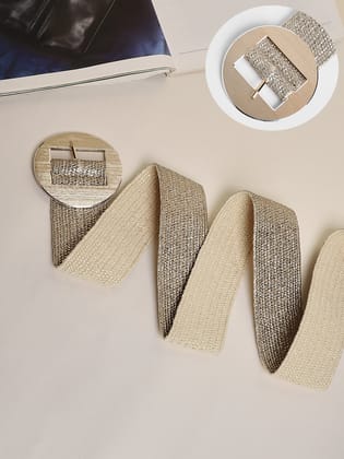 The Straw Buckle Belt - Champayne Gold-Belts