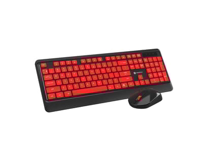 Portronics Key5 Combo Wireless Keyboard and Mouse Set, with 2.4 GHz USB Receiver, Silent Keystrokes, 1200 DPI Optical Tracking, Full-Sized Keyboard, Multimedia Keys for PC, Laptop & USB Supported Devices - Black and Red