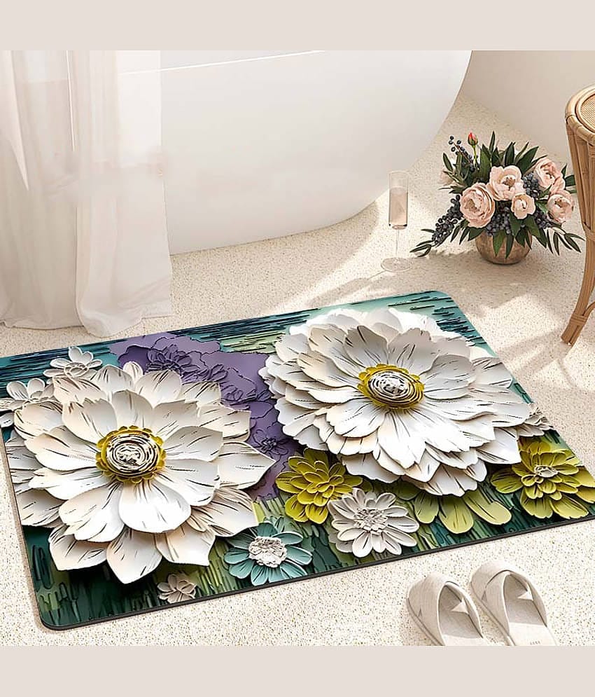 mahek accessories Set of 1 Anti-skid Rubber Door Mat ( 60 X 40 cm ) White