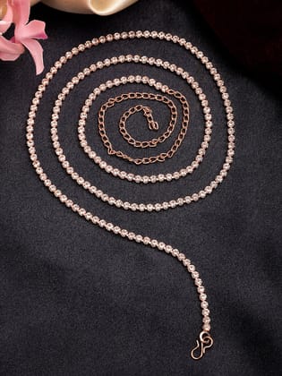 NVR Women's Rose Gold-Plated AD-Studded Kamarbandh Waist Chain-Onesize / Rose Gold / Brass