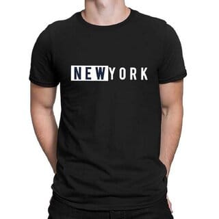 HIT SQUARE New York logo Black Pure Cotton Round Neck Printed For Men