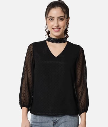 ALL WAYS YOU Women's Georgette Regular Top ( Black )