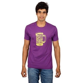 Red Line Stylish Imperial Purple Printed Crew Necks