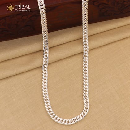 20"/24" 4MM 925 sterling silver handmade solid fancy stylish silver chain necklace curb cuban chain best gifting jewelry from India ch246-24