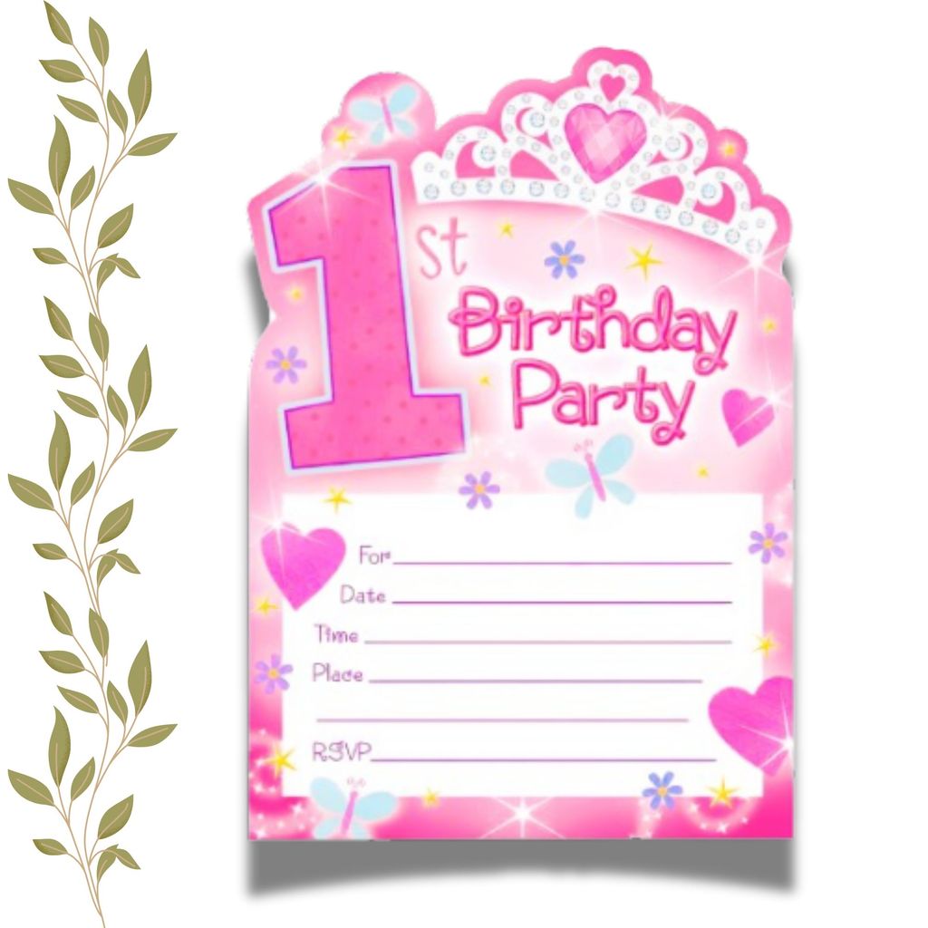 Happy 1st Birthday Princess Pink Invites  - 14PC - Party and Festive Needs | Buy online on ZillyBuy