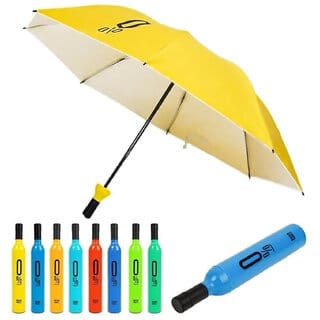 (Pack of 1) Bottle Shape Foldable Umbrella, Waterproof, Compact, for Travel, Office and Outdoor Use (Assorted Color)