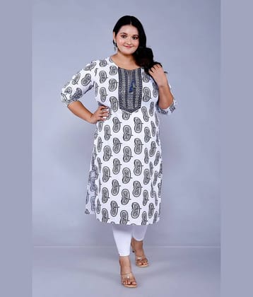 JC4U Cotton Embroidered Straight Women's Kurti - Black ( Pack of 1 )