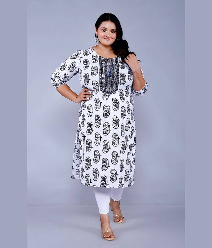 JC4U Cotton Embroidered Straight Women's Kurti - Black ( Pack of 1 )