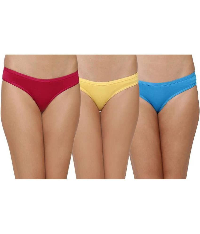 Leading Lady Pack of 3 Cotton Women's Thongs ( Multi Color )