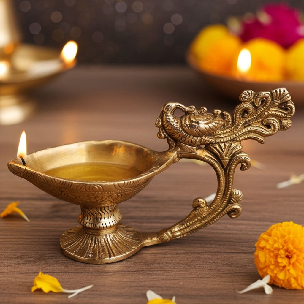 Brass Showpiece Deepak Statue, Height : 3.5 Inch (BSMAS528)