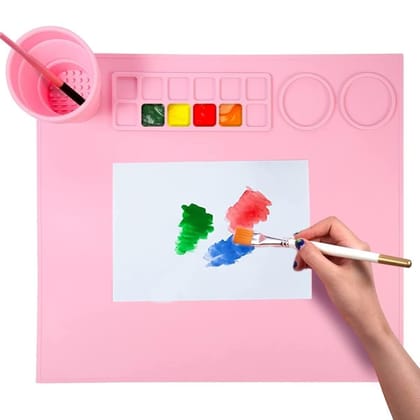 Silicone Painting Mat for Kids Mess Free for Crafts-Pink