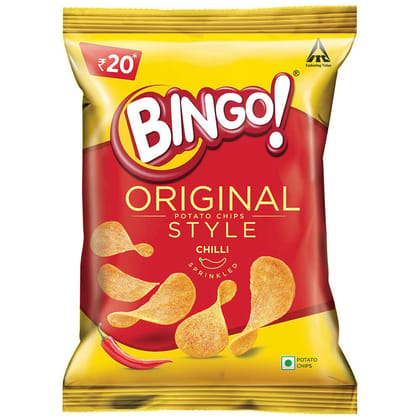 Bingo Original Style Chilli Sprinkled Flat Cut Spicy Potato Chips, 45G